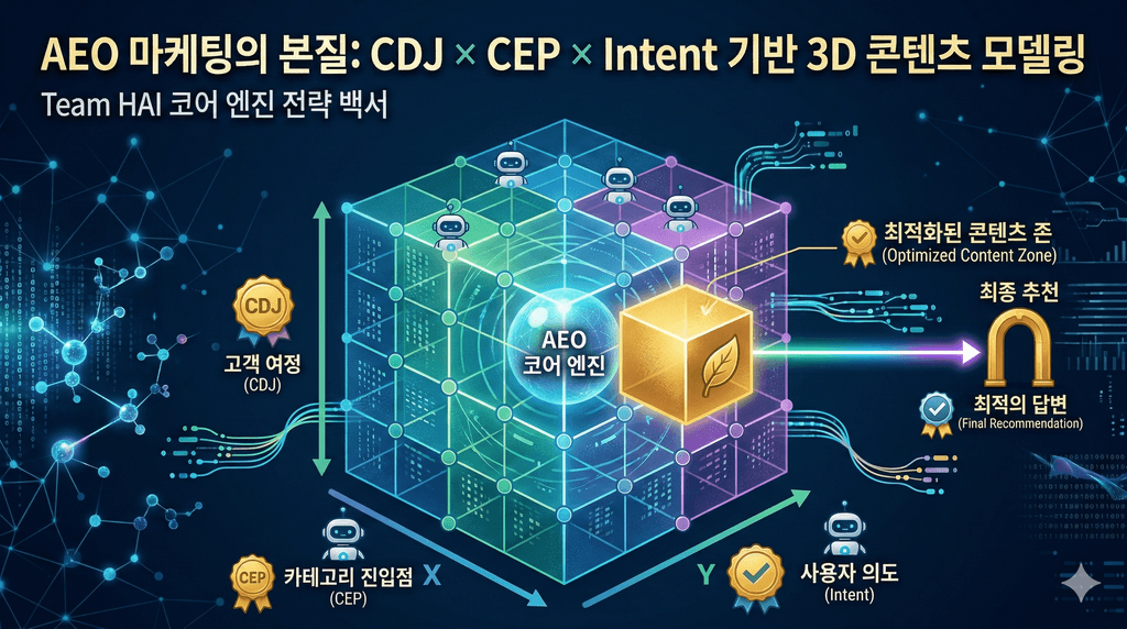AEO 마케팅의 본질: CDJ × CEP × Intent 기반 3D 콘텐츠 모델링과 Team HAI 엔진