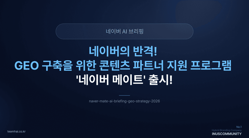네이버의 반격! GEO 구축을 위한 콘텐츠 파트너 지원 프로그램 '네이버 메이트' 출시!
