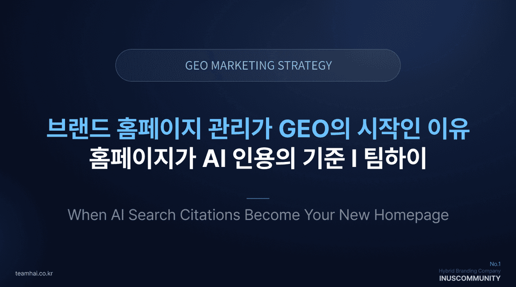 브랜드 홈페이지 관리가 GEO의 시작인 이유 - 홈페이지가 AI 인용의 기준 l 팀하이