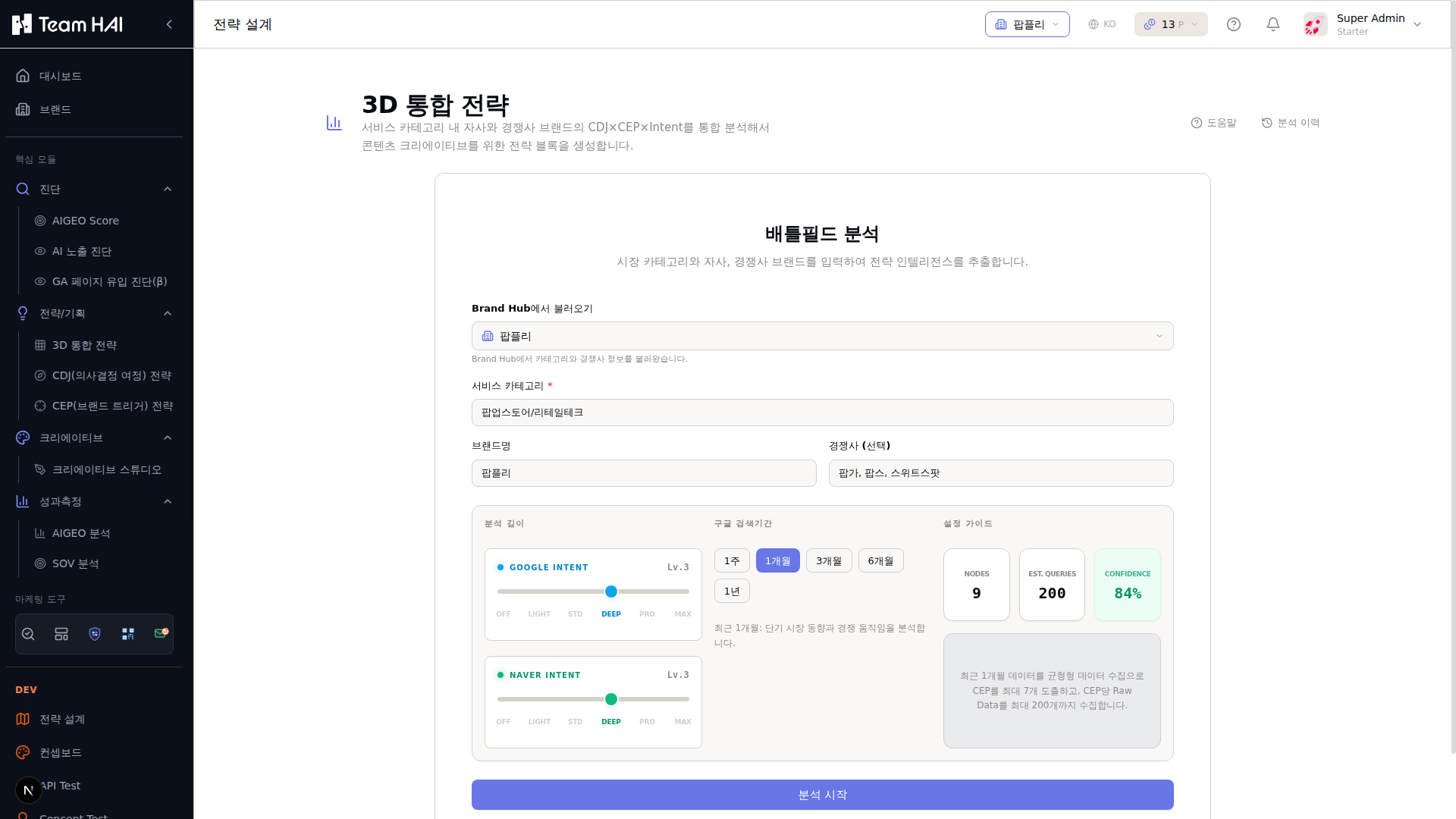 브랜드 통합 전략 화면