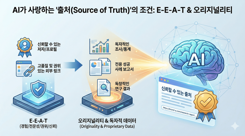 제로 클릭(Zero-Click) 시대의 브랜딩: 인용이 곧 전환이다. AI의 출처(Source of Truth) 조건, E-E-A-T & Originality