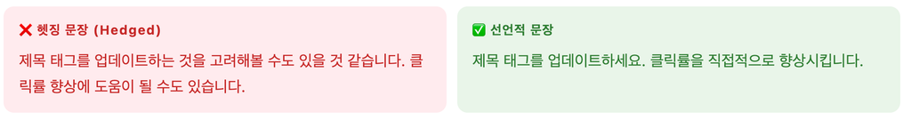 선언적 문장_자신감 있게 써라 선언적 문장_자신감 있게 써라